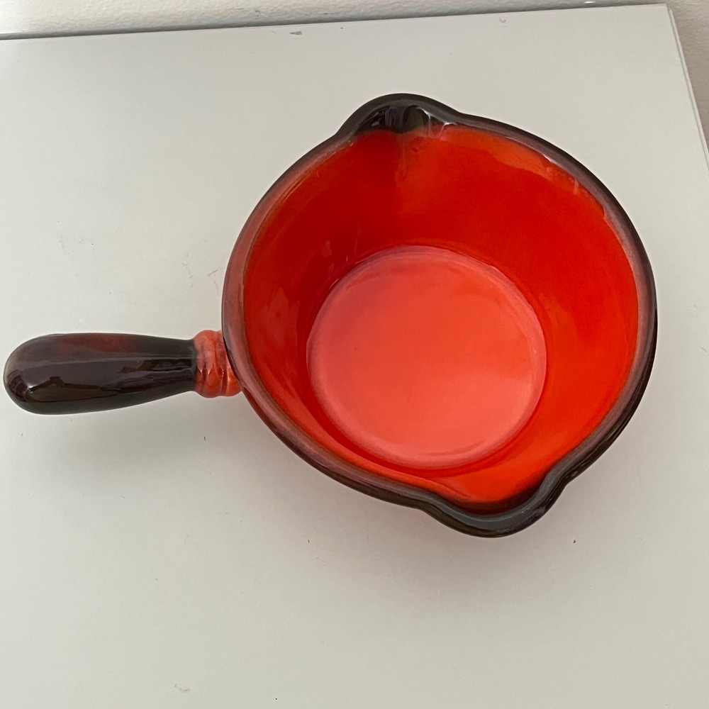 Metlox Poppytrail Red Rooster Gravy Boat  Orange Brown Vintage Ceramic